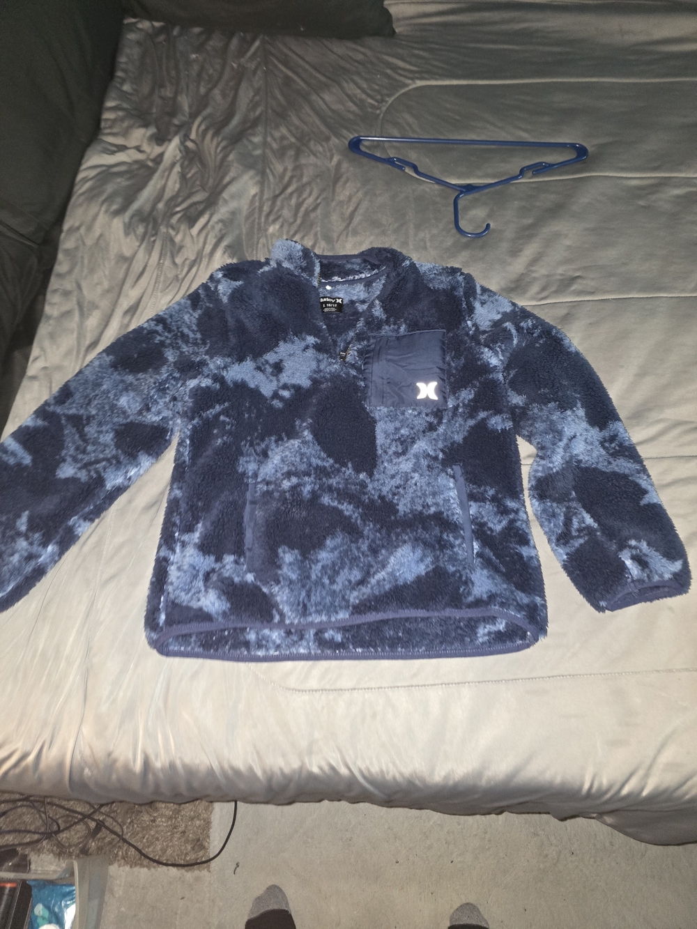 Hurley Dark Blue Patterned Sherpa Pullover